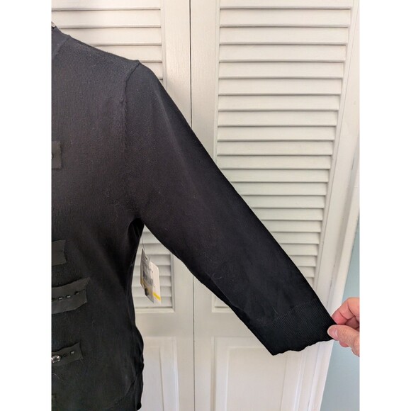 NEW tags Relativity Cardigan Women Petite M Black Embellished Satin Trim Sweater - Picture 5 of 11